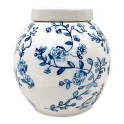 Tracey Boyd Blue & White Floral Ceramic Jar, 6"