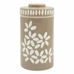 Tracey Boyd Brown Floral Ceramic Jar, 8"
