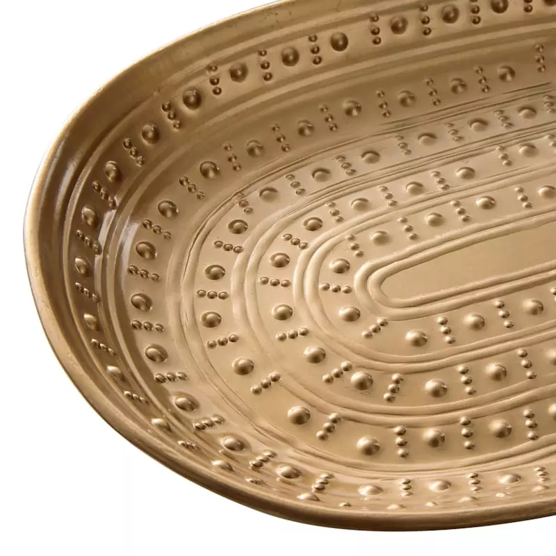 Tracey Boyd Gold Hammered Metal Decorative Tray, 13.5" 4 Tracey Boyd Gold Hammered Metal Decorative Tray, 13.5" - Image 2