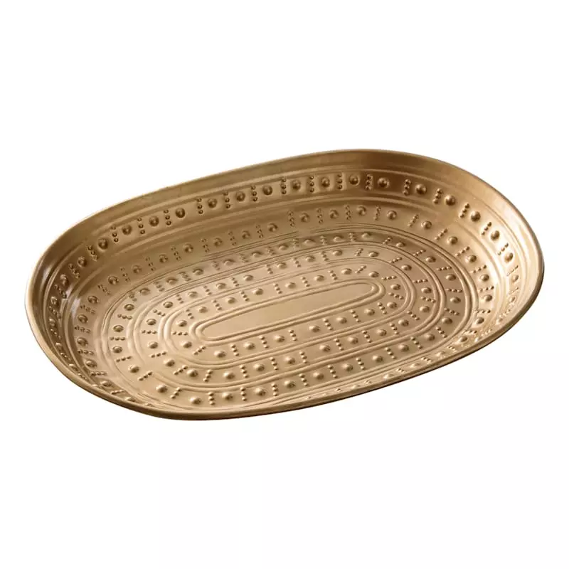 Tracey Boyd Gold Hammered Metal Decorative Tray, 13.5" 3 Tracey Boyd Gold Hammered Metal Decorative Tray, 13.5"