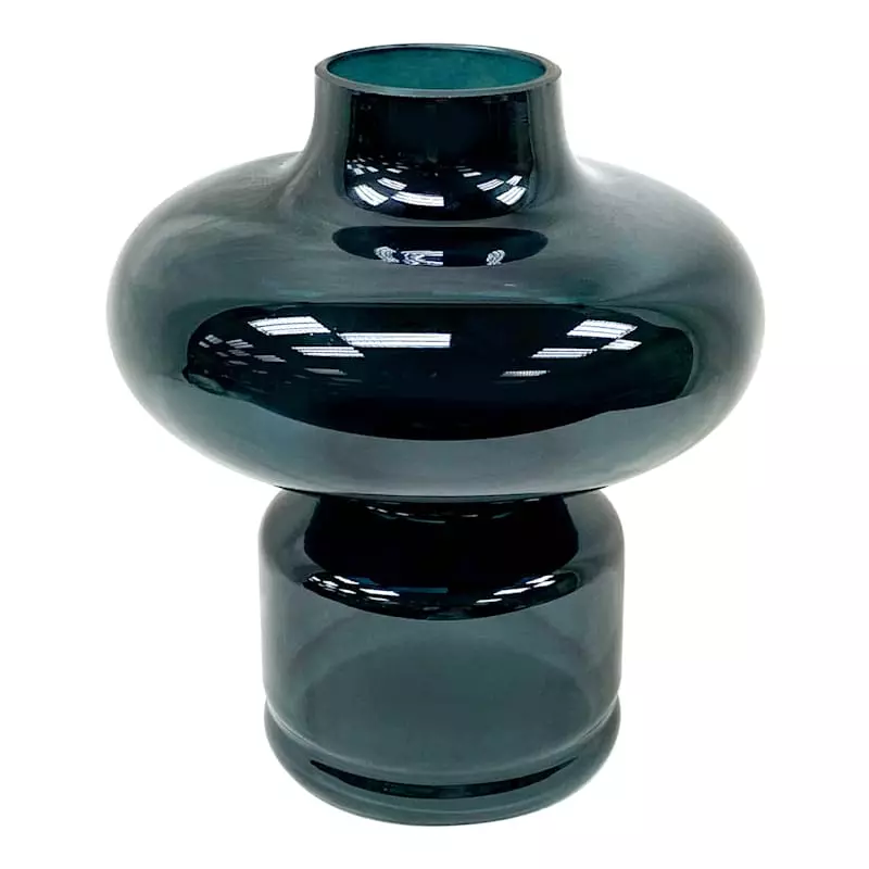 Tracey Boyd Green Glass Vase, 8.3" 3 Tracey Boyd Green Glass Vase, 8.3"