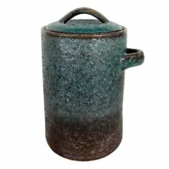 Tracey Boyd Textured Green Ceramic Jar With Lid, 7"