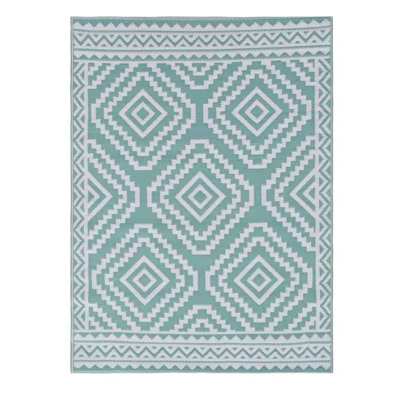 Turquoise Diamond Design Plastic Outdoor Area Rug, 5x7 3 Turquoise Diamond Design Plastic Outdoor Area Rug, 5x7