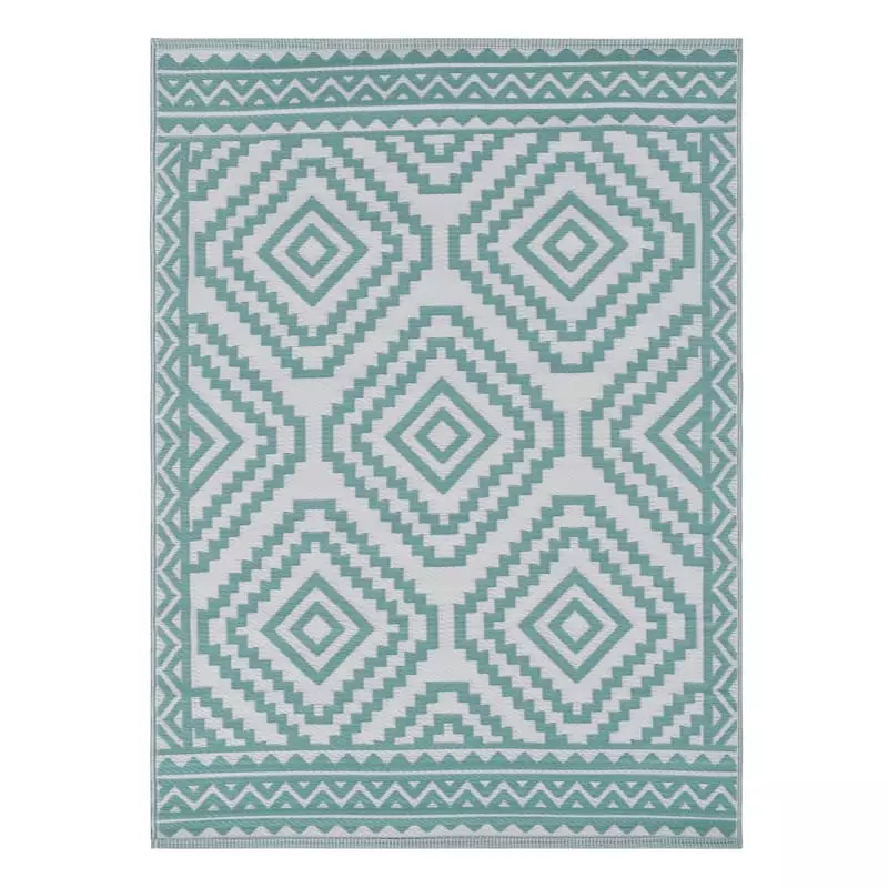 Turquoise Diamond Design Plastic Outdoor Area Rug, 5x7 4 Turquoise Diamond Design Plastic Outdoor Area Rug, 5x7 - Image 2