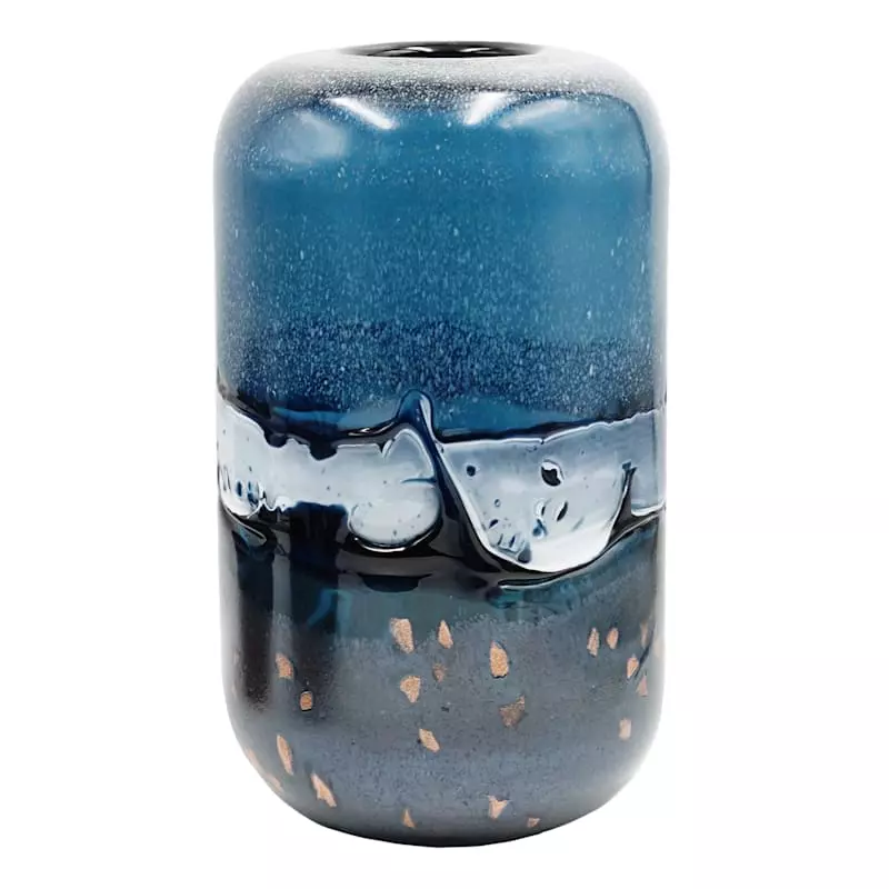 Ty Pennington Blue Art Glass Vase, 12" 3 Ty Pennington Blue Art Glass Vase, 12"