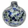 Ty Pennington Blue Pebble Mosaic Glass Round Vase, 8" -Cosplay Shop ty pennington blue pebble mosaic glass round vase 8