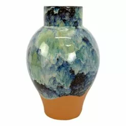 Ty Pennington Blue Reactive Glaze Ceramic Vase, 9"