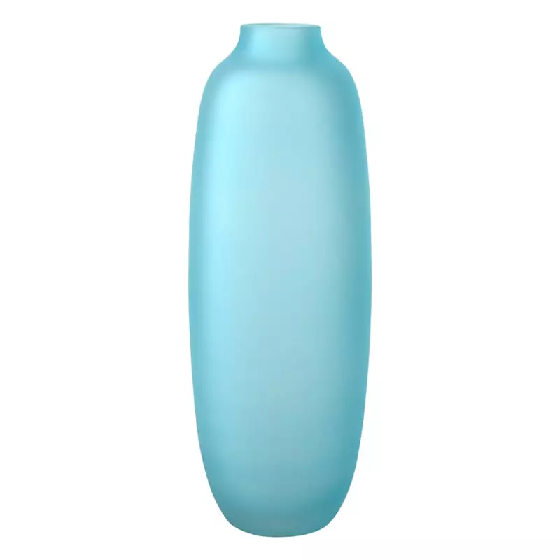 Ty Pennington Frosted Light Blue Glass Vase, 14" 3 Ty Pennington Frosted Light Blue Glass Vase, 14"