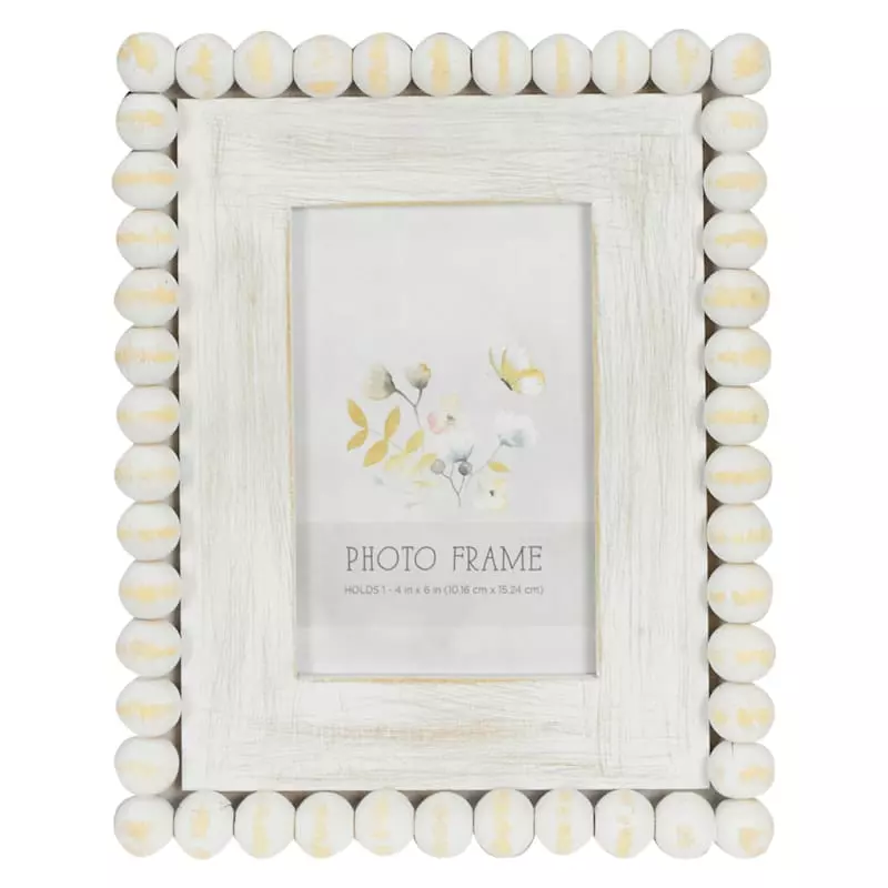 White Beaded Tabletop Photo Frame, 4x6 3 White Beaded Tabletop Photo Frame, 4x6