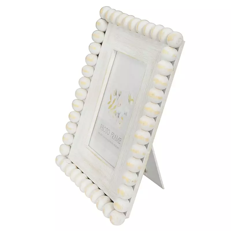 White Beaded Tabletop Photo Frame, 4x6 4 White Beaded Tabletop Photo Frame, 4x6 - Image 2