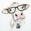 White Cow With Glasses Canvas Wall Art, 12"