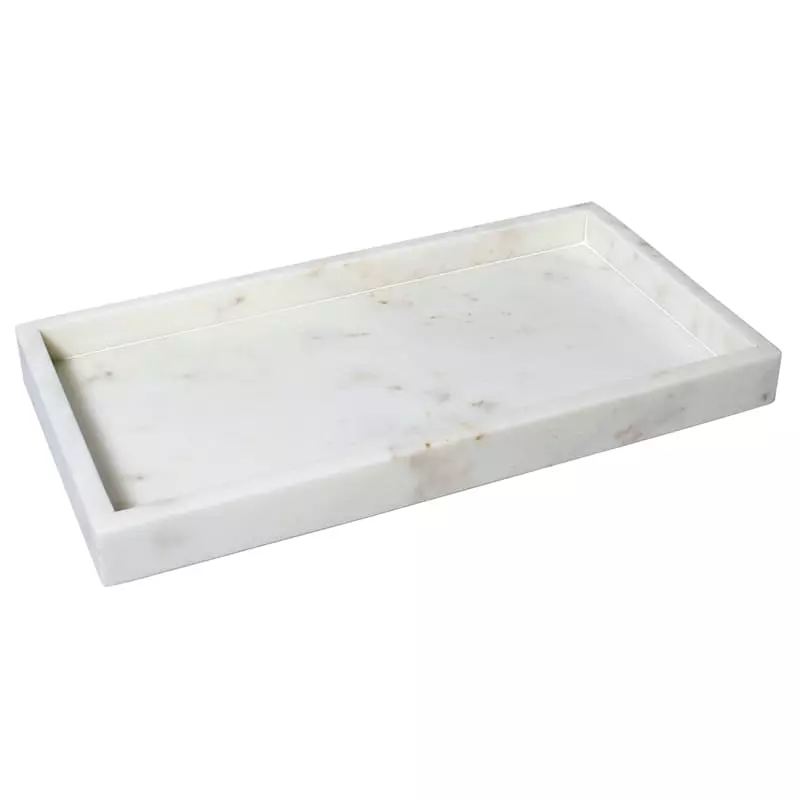 White Marbled Tray, 15x7 3 White Marbled Tray, 15x7