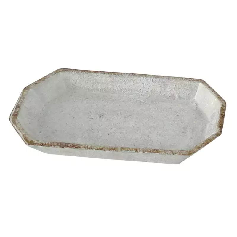 White Metal Trinket Tray, 8x4 3 White Metal Trinket Tray, 8x4