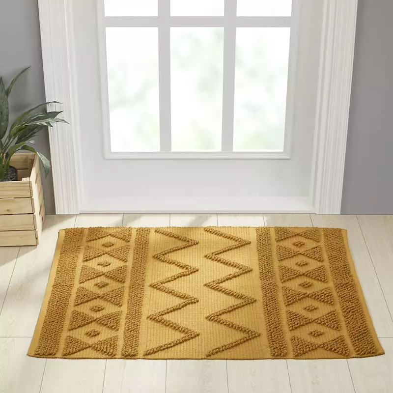 Yellow Reign Loop Cotton Accent Rug, 30x45 4 Yellow Reign Loop Cotton Accent Rug, 30x45 - Image 2
